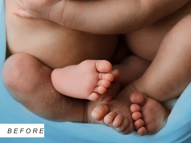 Baby photo before skin retouching